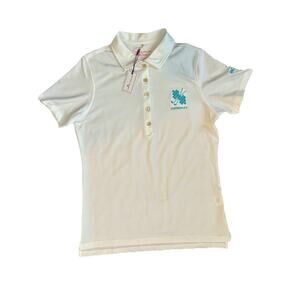 NWT Peter Millar Women’s Medium Golf‎ Polo White UPF 50+ Embroidered Logo